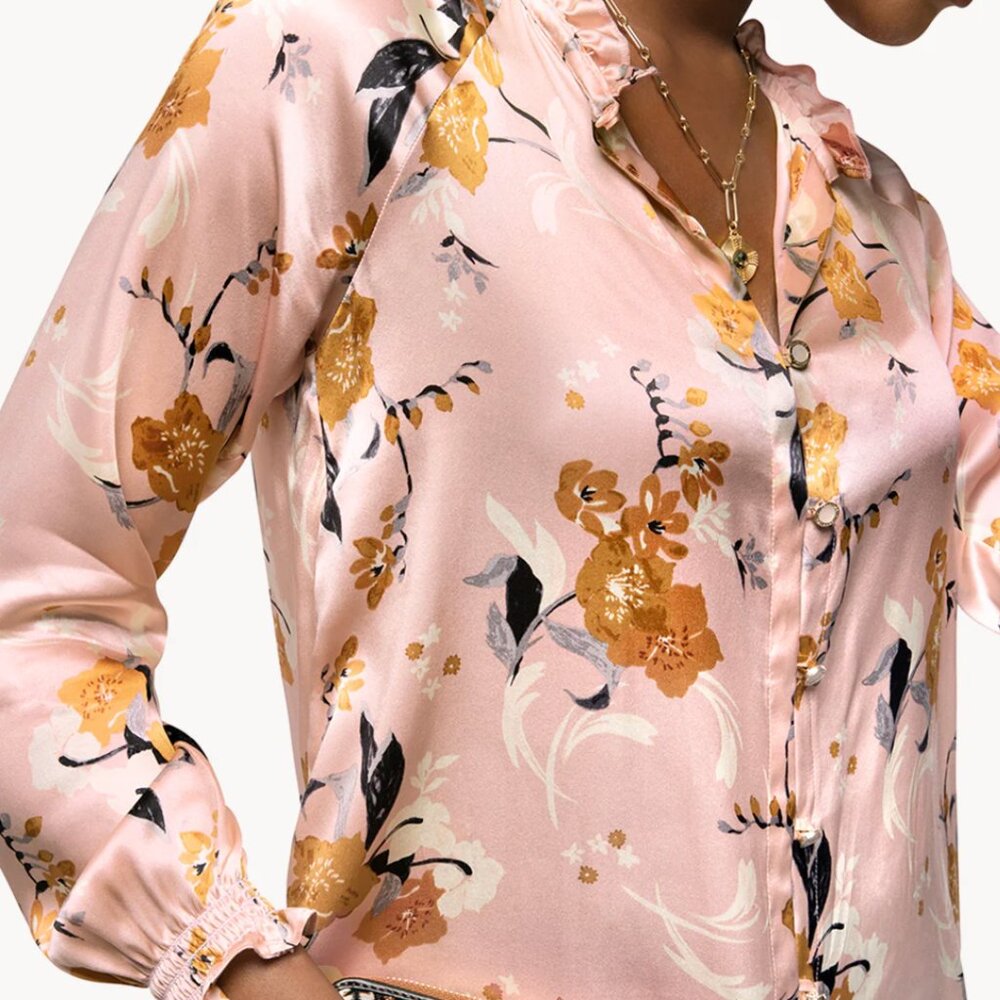 Spartina 449 Ivy Silk Blouse, XS 100% Silk